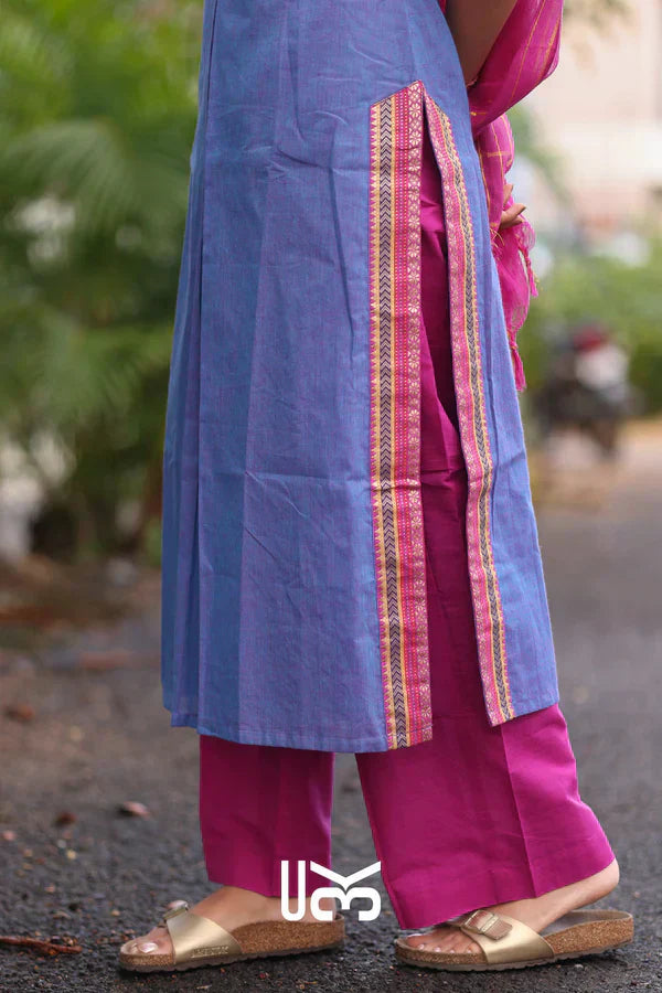 Handloom Kurta set (Dress) In Indigo Blue