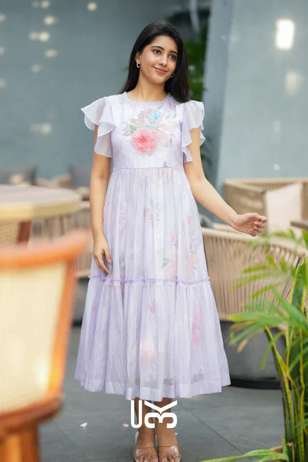 Floriva Kota Doria Midi (Dress) In Lilac