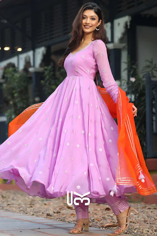 Anarkali Suit Set in Lilac