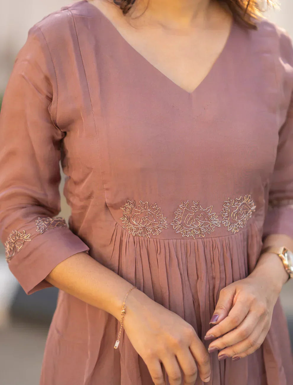 viscose organza A-line kurti with zardosi handwork