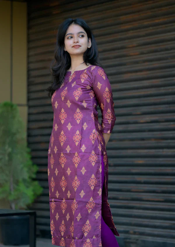 "Wine Temptation" Kurti Fabric - Kolam silk
