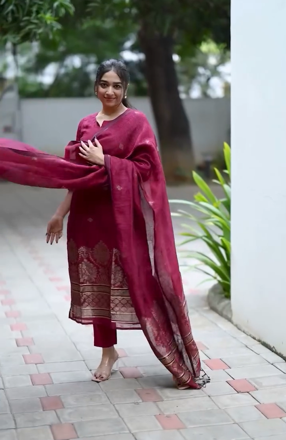 violet kurti set