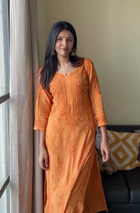 Viscose Georgette Straight Kurta Set With 3D Work