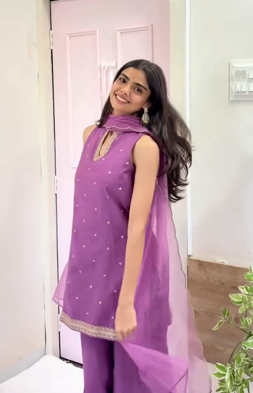 Viscose Chanderi Straight Kurta with Palazzo and Dupatta