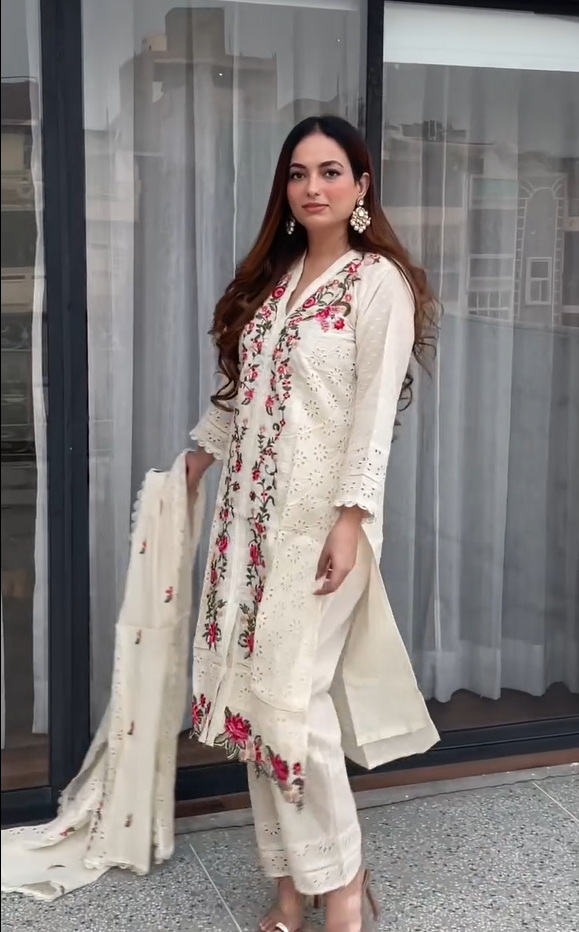 Heavy embroidered Cotton silk suit