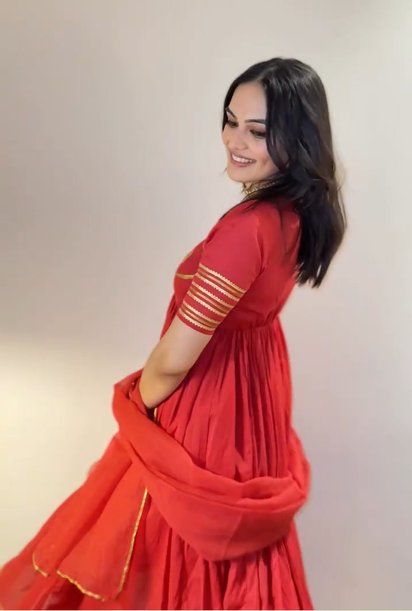 RED AANGI ANARKALI SET OF 3