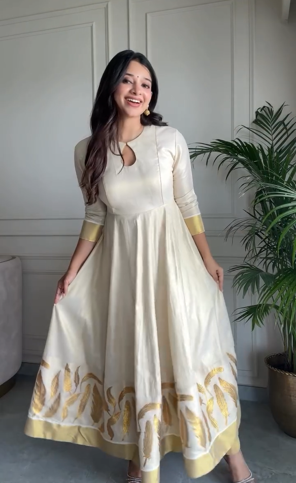 Women's Ethnic Pleated A-Line Kurta Set