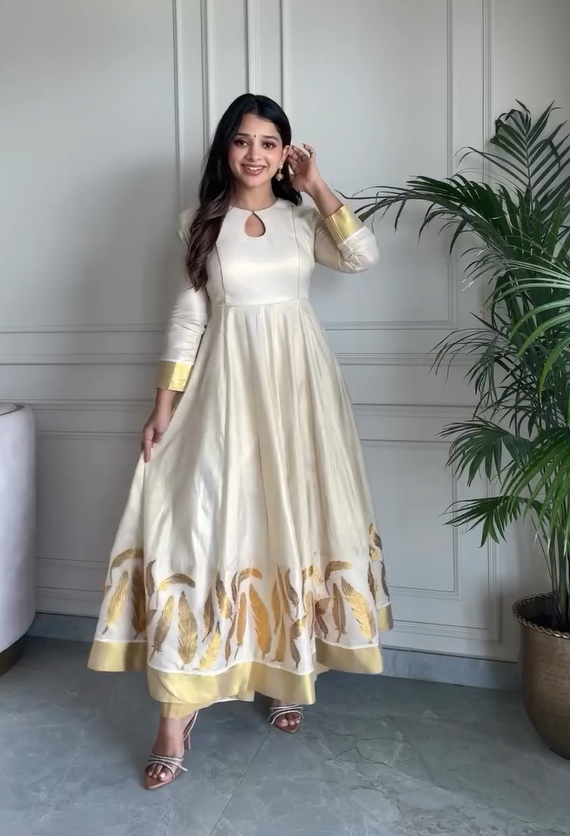 Women's Ethnic Pleated A-Line Kurta Set