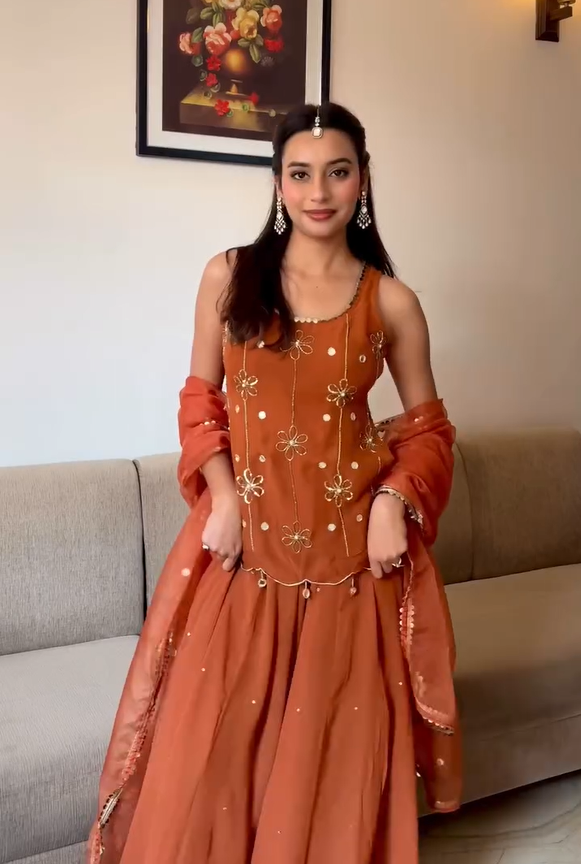 Orange Georgette Suit