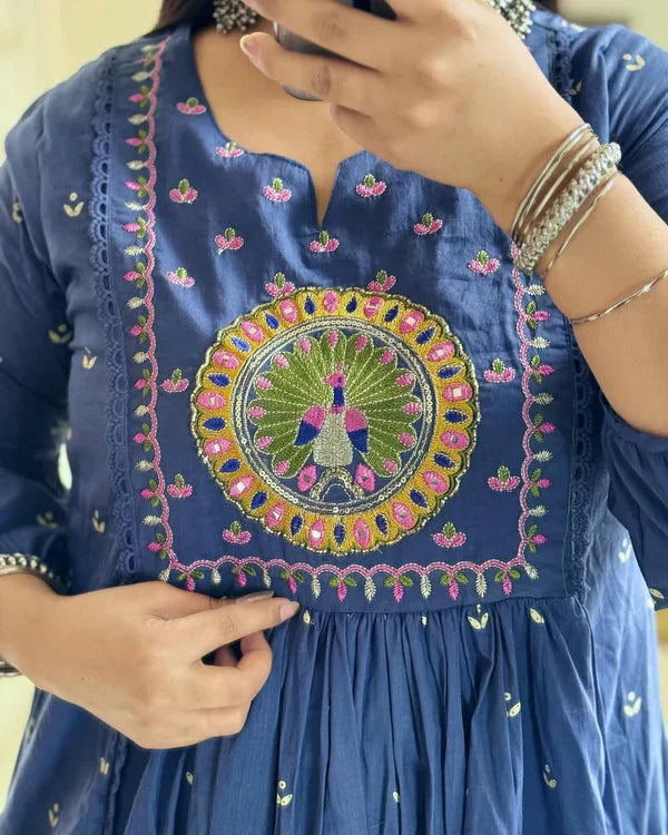 New Anarkali Kurta Set with Cotton Pant & Malmal Dupatta